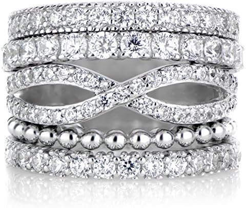 SET OF 5 STACKABLE RING 925 STERLING SILVER,WOMEN WEDDING JEWELRY,All US SIZE 4 TO 12 AVAILABLE,MESSAGE US RING SIZE