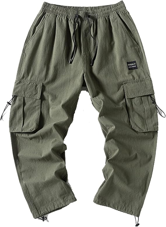 Amazon カーゴパンツ ワイド ゆったり ウエストゴム ロングズボン ジョガーパンツ メンズ ストレッチ 多ポケット 夏春秋 バイク 登山 ストリート ワークマン かっこいい ファッション 3色展開 黒 灰色 緑 ロングパンツ 通販