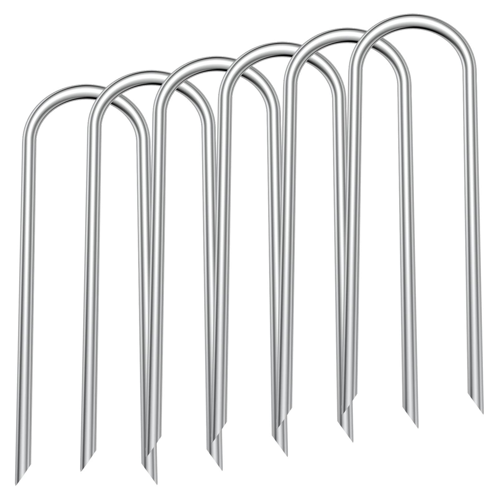 Uniprime Trampoline Stakes U Shaped Anchors Heavy Duty Metal - Long Trampolines Ground Wind Stakes for Soccer Goals, Camping Tents, Garden Decoration (11.9 inch Wind Stakes 6 Pack)