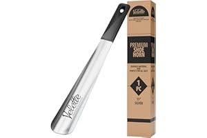 Velette Metal Shoe Horn Long Handle for Seniors - 15" Long Shoe Horns for Men, Women and Kids - Boot Horns, Shoehorn Long-Handle, Shoes Spoon, Stick Helper for Cowboy Boots, Sneakers, Dress Shoes