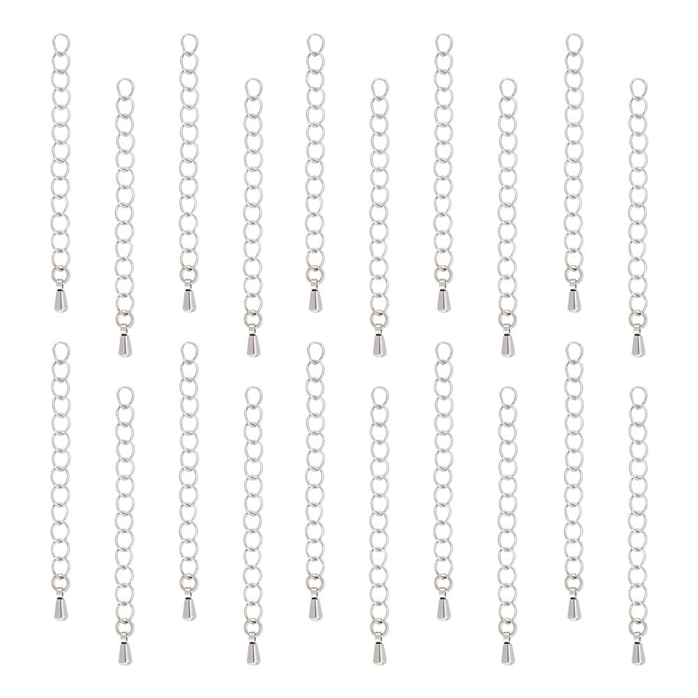 UNICRAFTALE 50Pcs 56mm Long Necklace Bracelet Extension Chain End Chains with Teardrop Chain Tabs 304 Stainless Steel Curb Chain Extension Anklet Necklace Extenders for Women DIY Jewelry Making