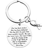 Baipilu Cancer Survivor Keychain Gift She is Unbreakable She's A Warrior She's You Keychain Cancer Fighter Strong Recovery Belief Inspirational keyring Girls Christmas Halloween Birthday Gift 1PC