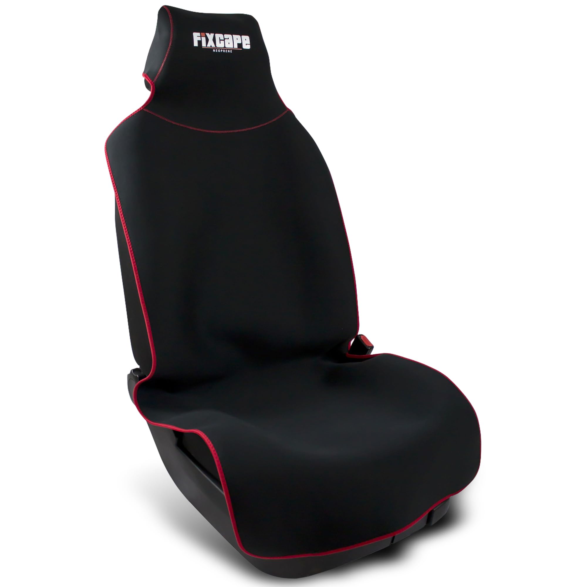 fixcape neoprene - universal waterproof Car Seat Covers, Easy to Fit Seat Cover, Car Seat Protectors, Front Seat Covers, Optimized Size 145x58 cm (black/red)