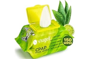Snugell Citrus Scented Travel CPAP Mask Wipes (150 Count) –100% Soft Cotton– Lint & Alcohol-Free,Skin Safe with Aloe Vera – E