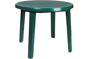 Compamia Ronda 35.5" Round Resin Patio Dining Table in Green, Commercial Grade