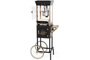 Nostalgia CCP510BK Vintage Popcorn Cart, 8-Ounce, Black