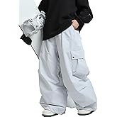 YIHEREROX Unisex Baggy Snow Ski Pants Softshell Insulated Waterproof Snowboard Pants with Zipper Pockets for Winter Sports