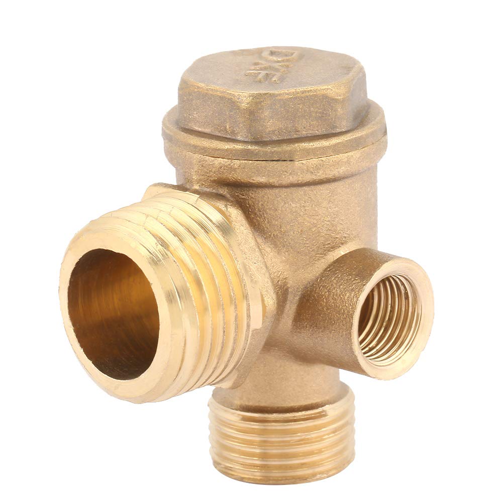 Air Compressor Check Valve, Brass Male Threaded 3 Port Connectors for Tube Connecting, Air Pressure Tank and Compressor Piston Pump