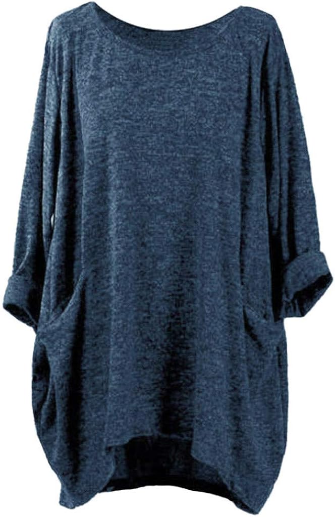 IZHH Mode Damen Tops Langarm O Neck Polyester Material Einfarbig T