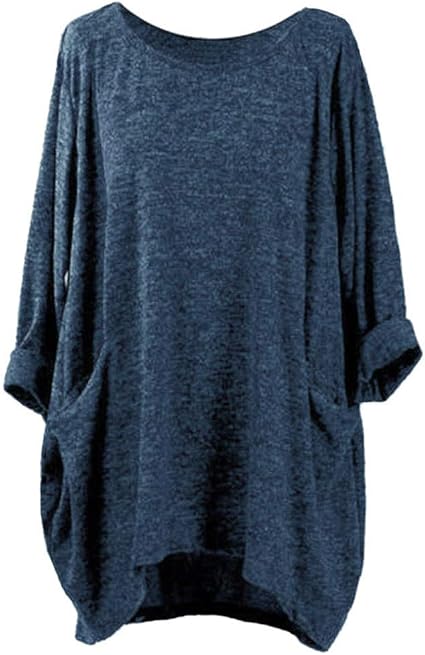 IZHH Mode Damen Tops Langarm O Neck Polyester Material Einfarbig T