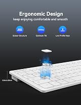TECKNET 2.4G Wireless Keyboard Small Ultra Slim 14 Hotkeys White view 6