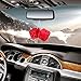Mrcartool 3 inch Pair of Retro Square Mirror Hanging Dice Couple Fuzzy Plush Dice with Dots for Car Interior Ornament Decoration (Red)