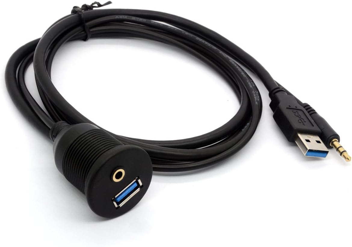 Tomost USB 3.0 Flush Mount Cable, USB 3.0 and 3.5mm Aux Extention Mount, Flush, Dash - Image 5
