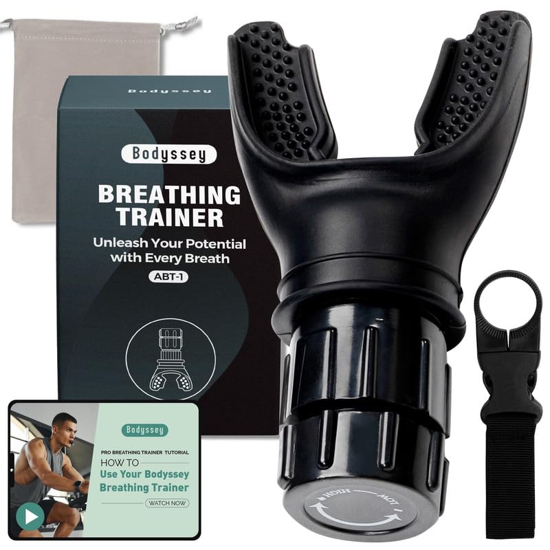 Bodyssey Breathing Enhancer | Premium Silicone Trainer | Boost Breathing Efficiency | Adjustable Resistance Levels | Compact, Portable, and Easy to Maintain (Black)