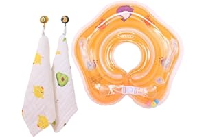 Cotton Towel 2pcs Baby Pool Float for Inflatable Swimming Training,0-18 Newborn Boys Girls Bathtubs Swim Ring with Assistant 