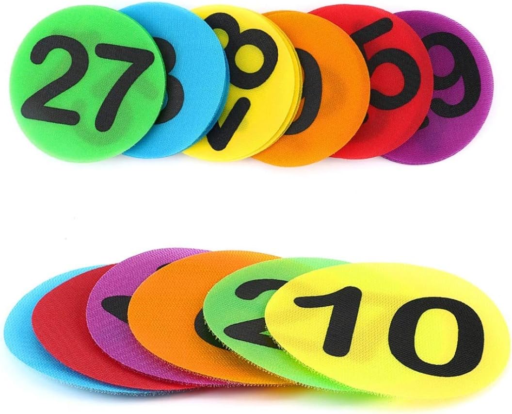 HudsonTech 30 NUMBERED Carpet Spot Sit Markers 5" 1-30 School Teachers Classroom Floor Circle dots for Kindergarten and Preschool (30 Pack)