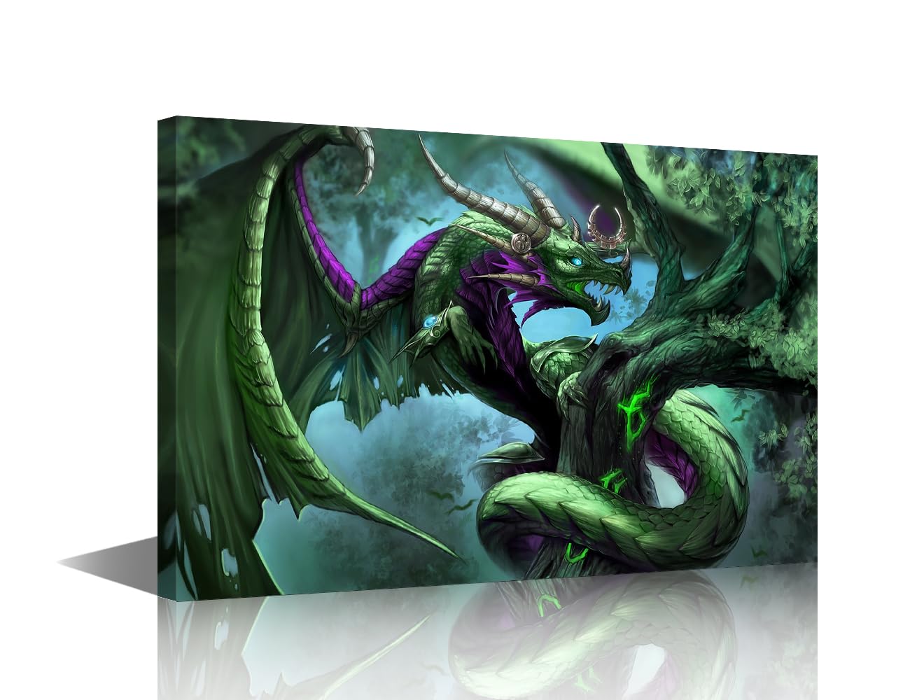 Roaring Dragon Poster Wall Decor Dragon Art Paintings Wall Art for Living Room Abstract Artwork 1pcs Fantasy Wild Animals Prints on Canvas House Modern Decor Framed Ready to Hang 18x12in