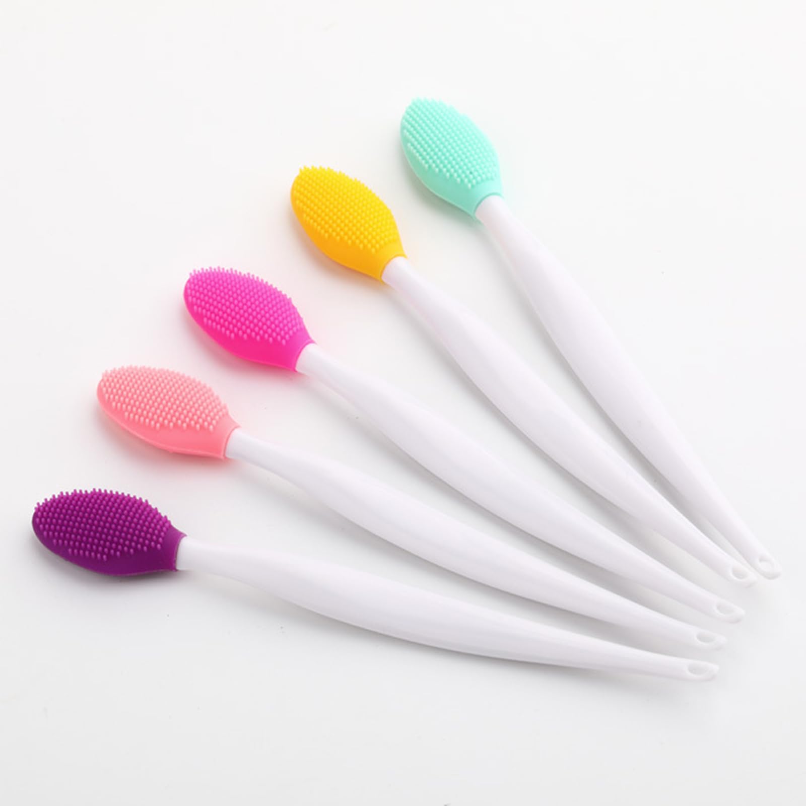 ieron 5 Pcs Lip Brush Tool Soft Double-Sided Silicone Exfoliating Nose Lip Brush Tool Nose Blackhead Clean Scrubber Tool