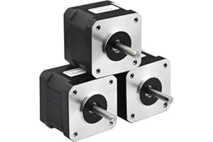 RTELLIGENT Nema 17 Stepper Motor 3PCS, 2 Phase Step Motor Bipolar 1.5A 59.5oz.in(42Ncm) 42x42x38mm 4-Wire 30cm Long Cable for 3D Printer (3, 42A02C-Dupont)