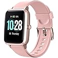 Smart Watch for Android/Samsung/iPhone, Activity Fitness Tracker with IP68 Waterproof for Men Women Smartwatch with 1.3" Full-Touch Color Screen, Heart Rate & Sleep Monitor, Pink