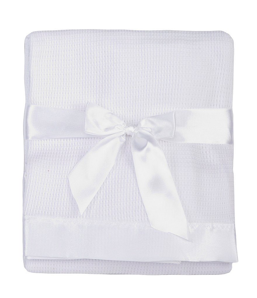 Thermal Waffle Weave Baby Blanket with Satin Nylon Trim (White) eBay