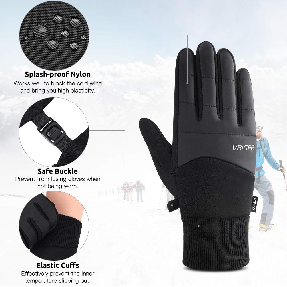 Winter Warm Gloves Touch Screen Gloves Anti-slip Cycling Gloves Sport Gloves, Black