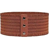 Kawailay Women's Wide Elastic Belt Vintage Cinch Waistband Snap Button Corset Waist Band for Dress - Brown