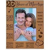 KATE POSH - 20 Years of Marriage, Our 20th Anniversary Engraved Natural Wood Picture Frame, Twenty Years Together, Wedding for Husband & Wife (5x7 Vertical)
