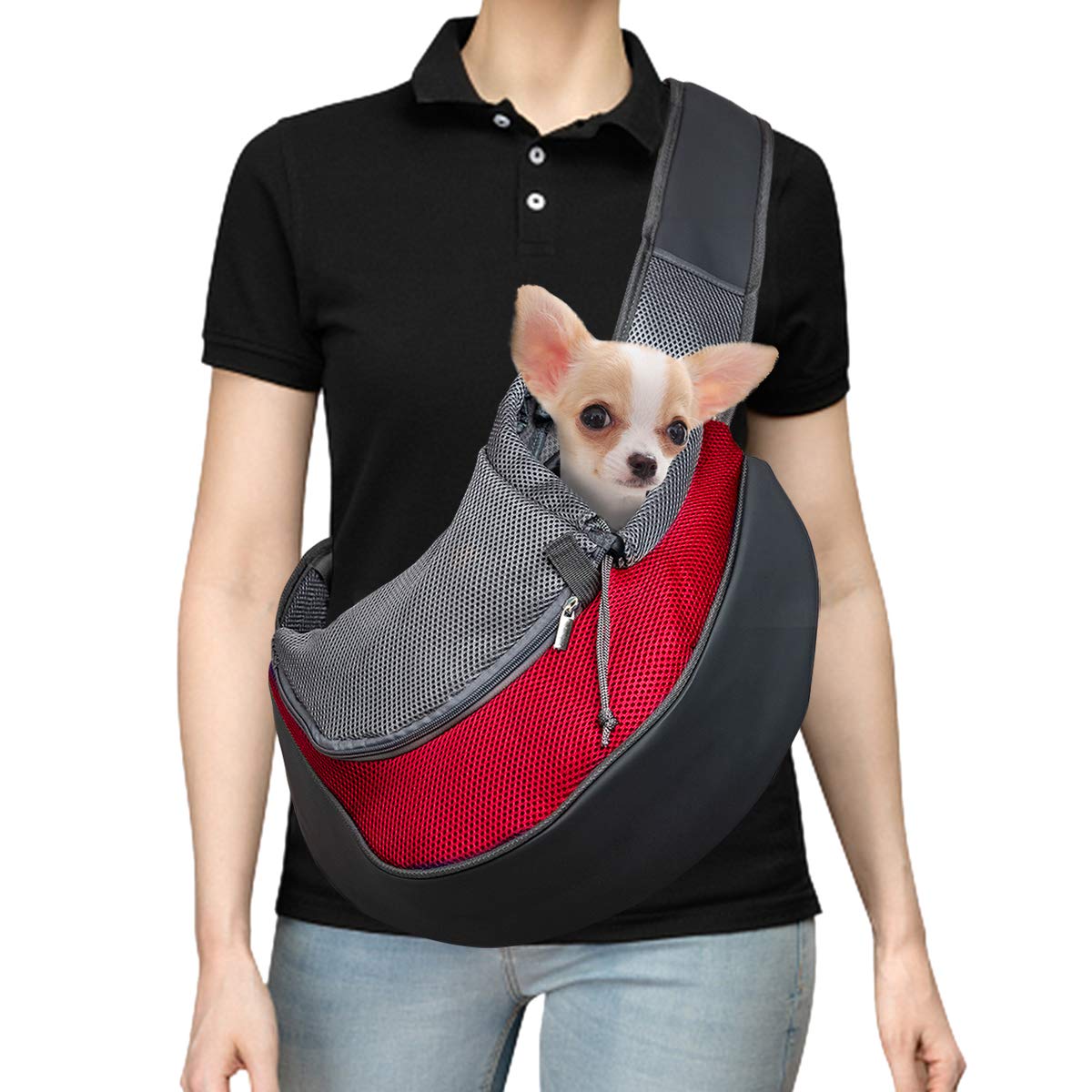 Pet Carrier, hands-free Dog carrier, Cat carrier, small pet carrier, Cat carrier with breathable net, Pet carrier suitable for small Dogs, Cats and rabbits, Pet carriers for outdoor walking (S&Red)