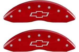 MGP Caliper Covers - Brake Caliper Covers 2015-2020 Chevrolet Suburban 2015-2020 Chevrolet Tahoe (14234s) Front and Rear Set -Bowtie Logo - Red