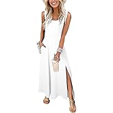 Acelitt Summer Dresses for Women 2025 Casual Crew Neck Sleeveless Sundresses Beach Vacation Clothes with Pockets