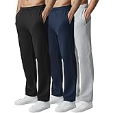 Ultra Performance 3 Pack Mens Sweatpants, Wide Leg Open Bottom Lounge Sweat Pants for Men