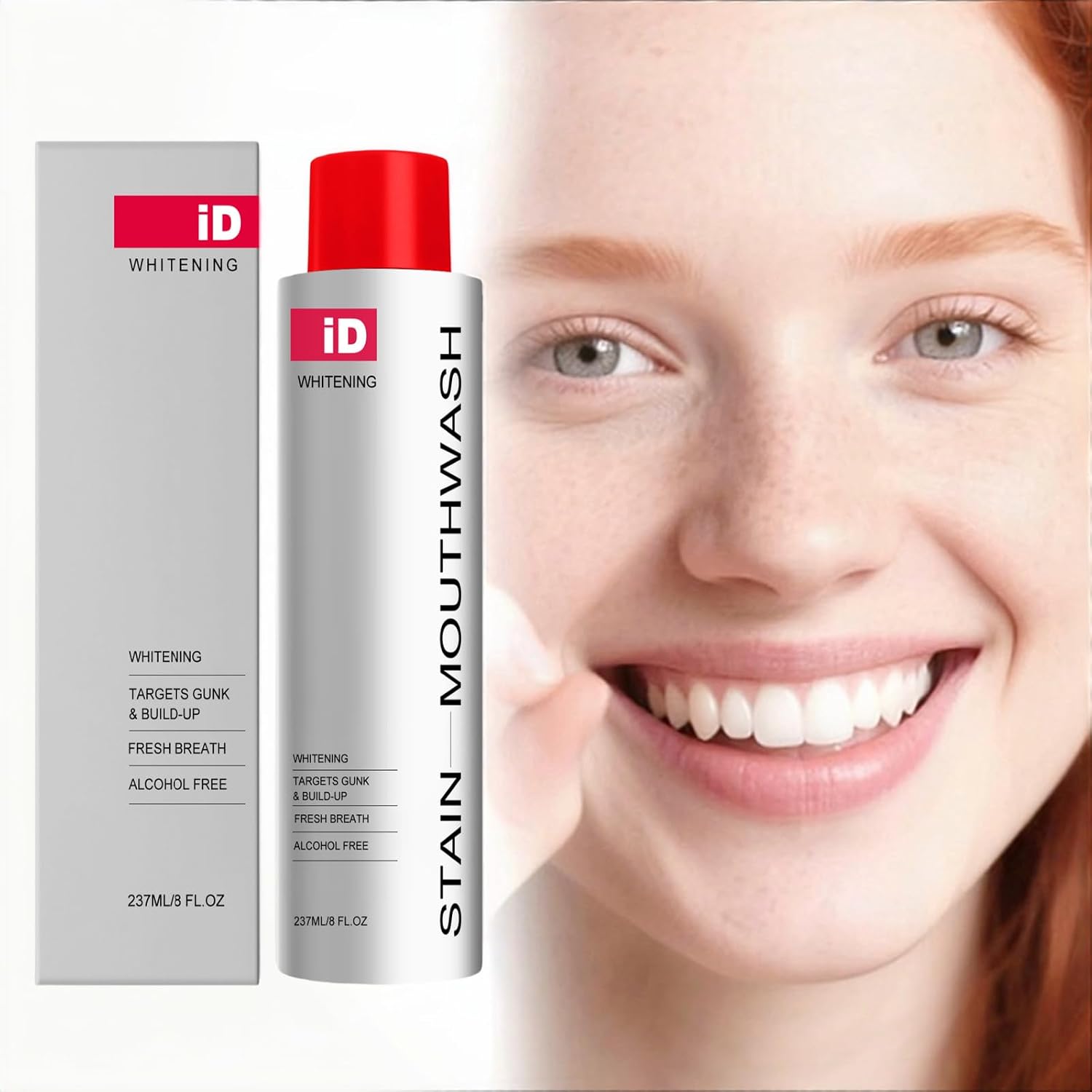 ZPurifylline ID Stain Whitening Mouthwash – Mild, Alcohol-Free Mint Mouthwash for Fresh Breath, Gunk-Removing Mouthwash for Whiter Teeth, Peroxide Rinse with Essential Oils, 237 ml (1 Bottle)