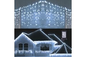 Toodour Christmas Icicle Lights Outdoor, 360 LED 29.5ft 8 Modes Fairy Icicle String Lights with 60 Drops, Led Christmas Twinkle Lights for Holiday, Party, Wedding, Eaves, Christmas Decorations (White)
