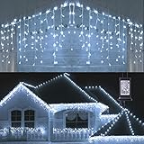 Toodour Christmas Icicle Lights Outdoor, 360 LED