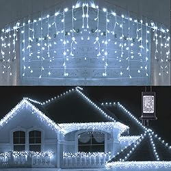 Toodour Christmas Icicle Lights Outdoor, 360 LED