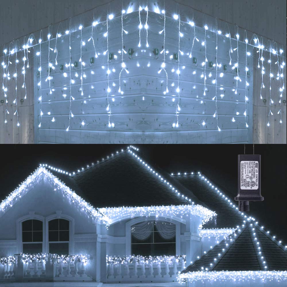 Toodour Christmas Icicle Lights Outdoor, 360 LED