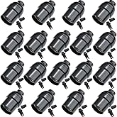 Paquete de 18 enchufes E26, soporte estándar de rosca para lámpara colgante Edison retro, color negro básico