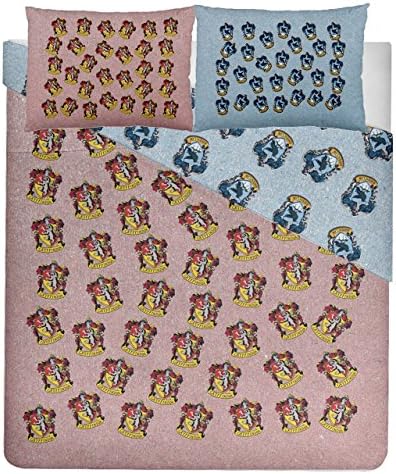 Reversible Design Harry Potter Hogwarts Houses Double Side Duvet Cover Queen Size + 2 pcs Pillow Case Double Side (Gryffindor - Ravenclaw)