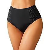 Tempt Me Women High Waisted Bikini Bottoms Full Coverage Swimsuit Bottoms Ruched Bathing Suit Bottom