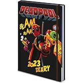 Pyramid International Deadpool Diary 2023, A5 Hard Cover, Week to a View Planner (Blam Blam Bang Design) - Official Merchandise, SR74108, Multi-Colour