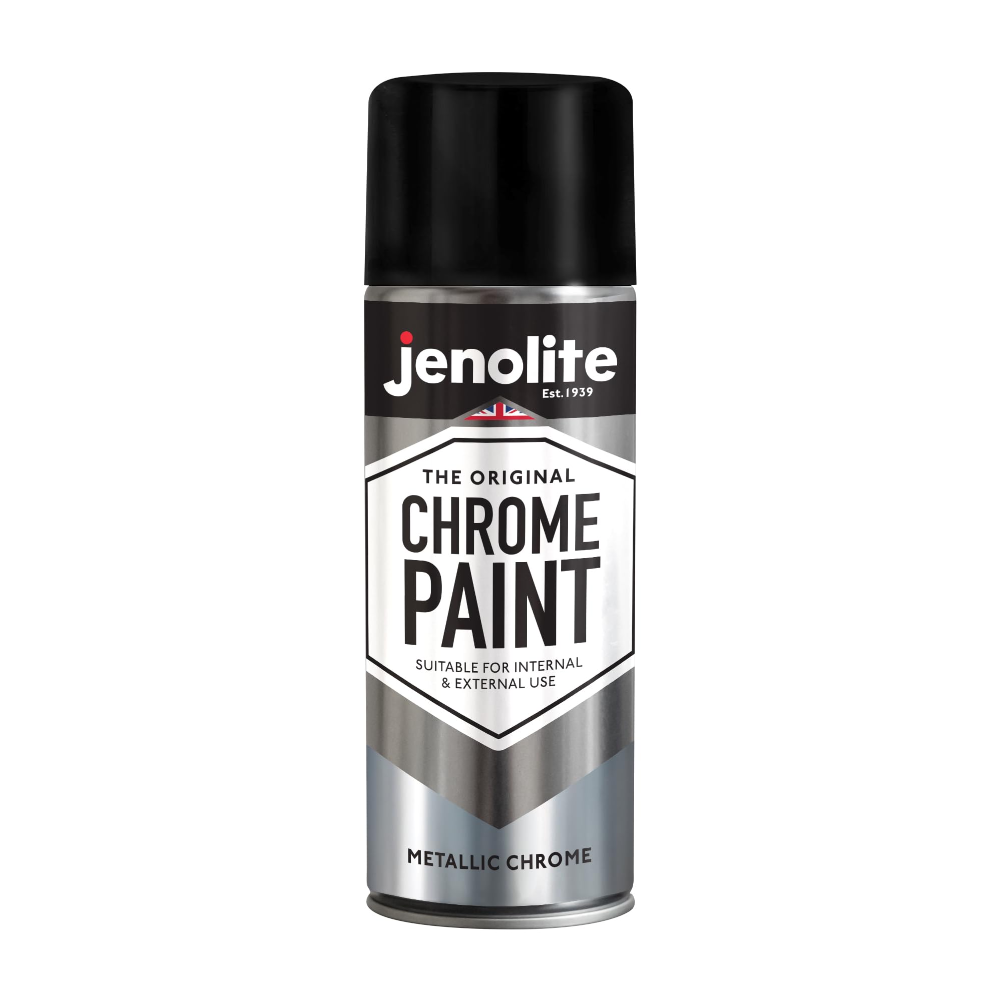 JENOLITE Chrome Spray Paint | Smooth Metallic Silver | Chrome Colour | Multi-Surface Paint For Metal, Wood, Plastic, Ceramic | Suitable For Interior & Exterior Use | 400ml