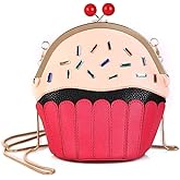 QZUnique Food Shape Cross Body Bag PU Cartoon Purse Ice Cream Sholuder Bag Handbag with Removable Chain