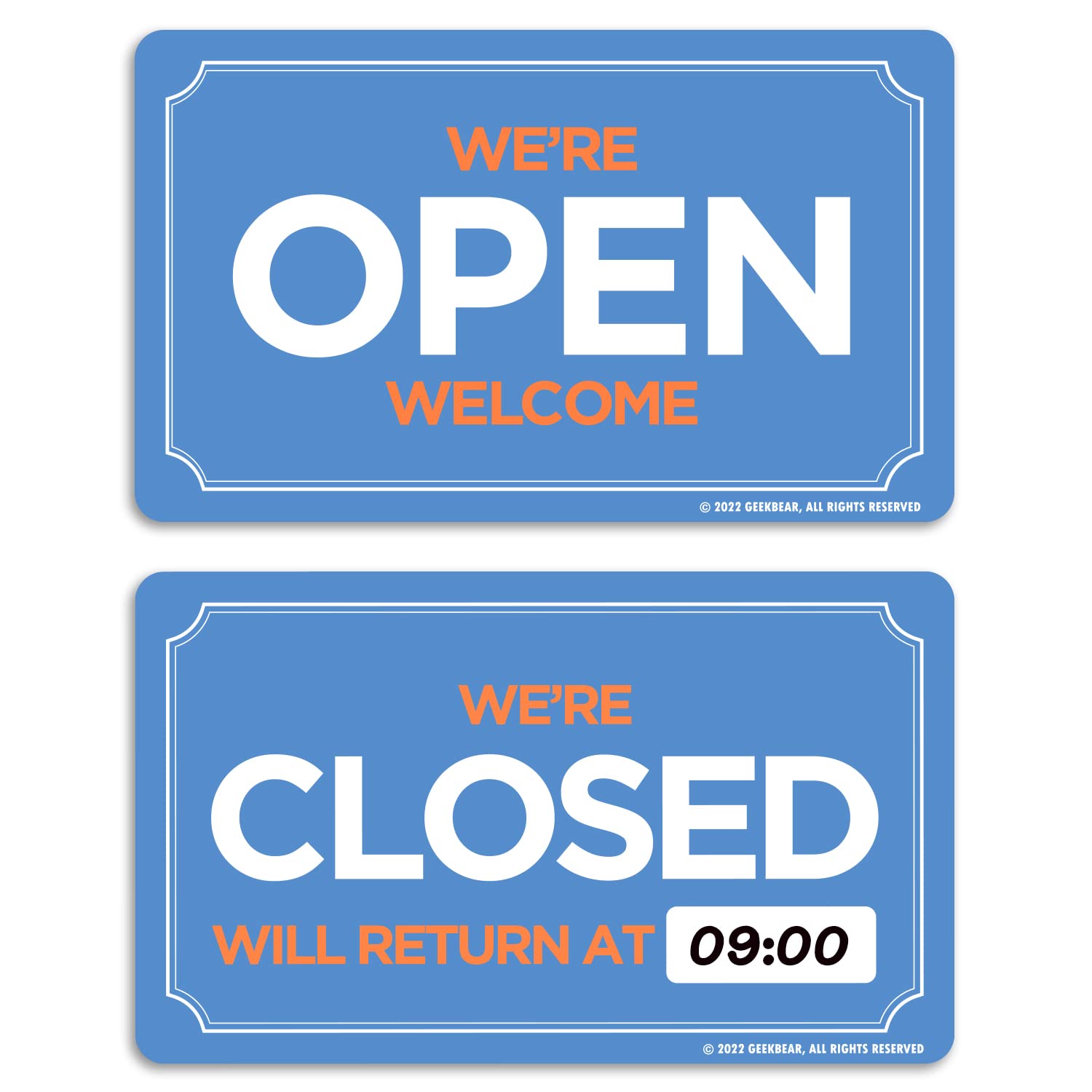 GEEKBEAR Open Closed Sign for Business - Acrylic, Double Sided, 9.8 x 5.9 in (13. Skyblue)