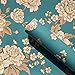HOYOYO 17.8 x 78 Inches Self-Adhesive Shelf Liner, Dresser Drawer Paper Wall Sticket Home Decoration, Blue Vintage Peony Decorative