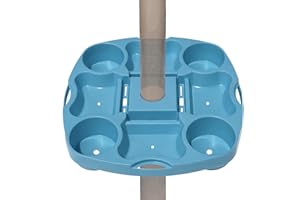 Myard PayandPack Umbrella Table Tray 15 Inches for Beach, Patio, Garden, Swimming Pool with 4 Drink Holder, 4 Snack Compartments, 4 Sunglasses Holes, 4 Phone Slots (Blue)