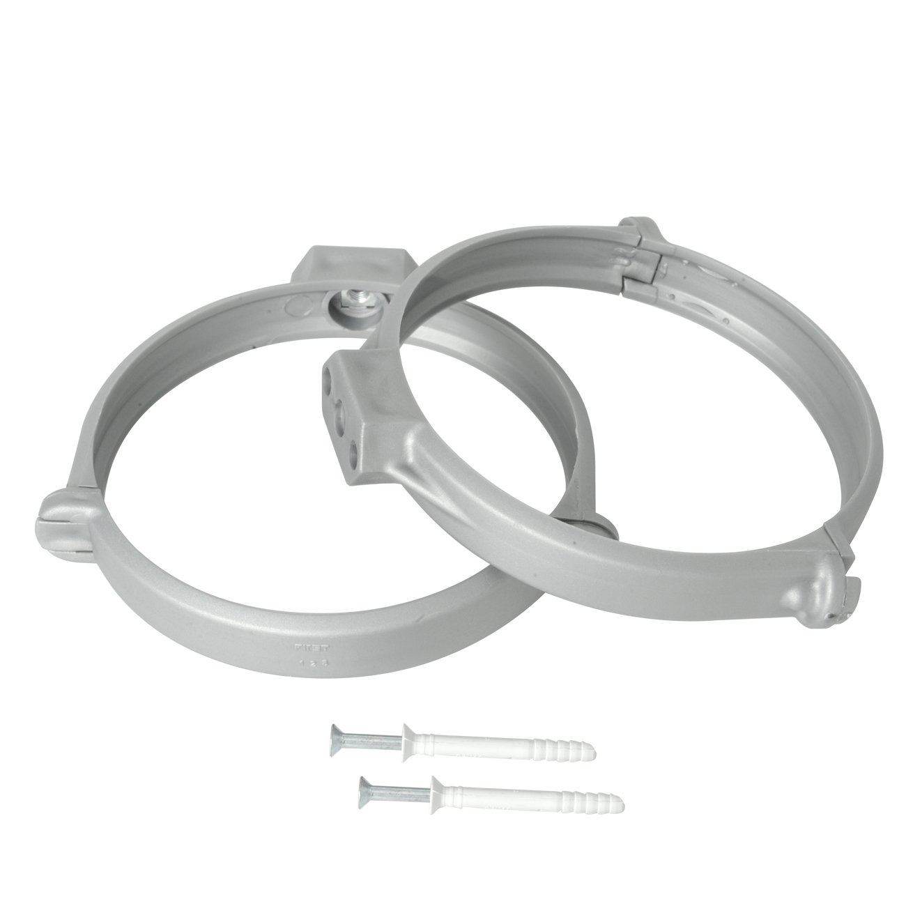 The stv2125ac-y Ventilation Bracket Pipe Clips with Screws and Dowels for Ventilation Tube unchannelled, Satin Chrome, 125 mm