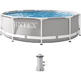 INTEX Prism Frame 10ft x 30in Round Above Ground Swimming Pool Set w/Pump | 26701EH - 330 GPH Cartridge Filter Pump Included - Reinforced Steel Frame
