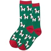 Hotsox Kid's Holiday Llama Socks 1 Pair, Green, Medium/Large