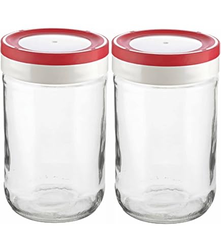 Lot De 4 Bocaux Mason à Large Goulot Avec Couvercles Hermétiques Et Bandes – Fabriqués Aux États-Unis – Pour Mise En Conserve, Fermentation, Marinage Ou Décoration Et Projets De Bricolage – 473